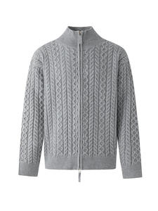 Suéter de punto con logotipo bordado al por mayor, suéter de cuello redondo, suéter para <span class=keywords><strong>hombre</strong></span> y mujer, cárdigan de punto trenzado grueso con cremallera - Product Image 2