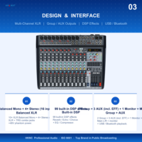 Console de mixage audio analogique 16 canaux HK-GI2116 avec fonction groupe pour scène, concerts en direct, conférences et systèmes de sonorisation