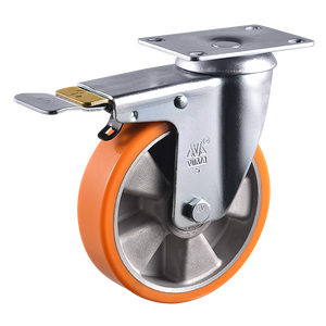 VIMA Industriële 3 inch 4 inch 5 inch Zwenkwiel met Rem PU Aluminium Wiel Castor <span class=keywords><strong>Trolley</strong></span> Winkelwagen Middelzware Wiel voor Transport - Product Image 3