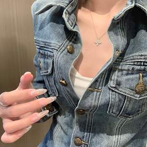 Collier pendentif en argent pur S925 avec design artistique, étoile de conte de fées, lune, pour chaînes de pull - Product Image 3