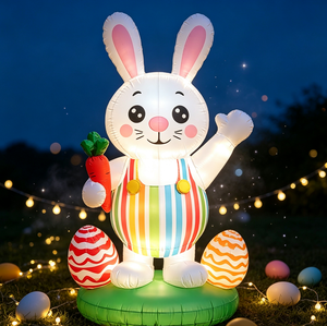 Conejo de Pascua Inflable con Zanahoria, Huevos Coloridos y Base Verde con Luces LED para Decoración Navideña en la Puerta Principal - Product Image 4