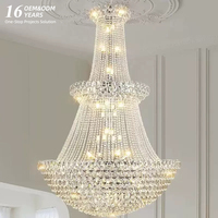 Lustre en cristal K9 de luxe sur mesure, luminaire suspendu doré, grand luminaire suspendu pour hall, villa, hôtel, salle à manger
