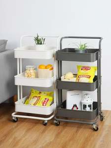 उच्च गुणवत्ता वाली धातु ट्रॉली गाड़ी घर रोलिंग 3 पहियों के साथ - Product Image 5