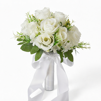 Bouquet de roses en soie préservées pour mariage, remise de diplôme, fête des Mères et Saint-Valentin - Fait main
