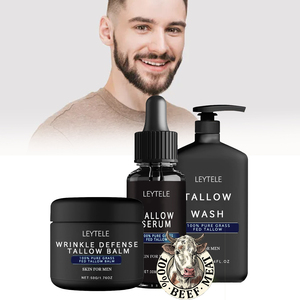 Kit de Soins <span class=keywords><strong>Visage</strong></span> <span class=keywords><strong>Homme</strong></span> Marque Privée avec Nettoyant Naturel Contrôle Sébum, Lotion Hydratante et Baume au Suif Fouetté - Product Image 1