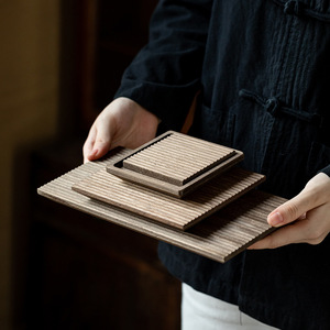 Tapis isolant thermique carré en bois massif pour cérémonie du thé, support pour théière, plateau à thé minimaliste pour service à sec, sous-verre pour tasse à thé - Product Image 2
