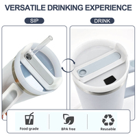 Gobelet isotherme de 40 oz avec poignée et paille, noir, tasse à café glacé, bouteille d'eau isotherme en acier inoxydable réutilisable