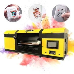 Colorsun UV Dtf Sticker Printer 2Pcs XP600 A3 UV Flatbed Printer Bottle Wooden Plastic With Laminator
