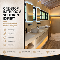 Ensemble complet de salle de bain sur mesure avec douche, double vasque, miroir, éclairage, meuble-lavabo en marbre et toilettes intelligentes pour aménagement d'appartement