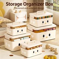 Bac de rangement en plastique épaissi avec couvercle et poignée, boîte de rangement pour jouets d'enfants, organisateur transparent pour articles ménagers divers