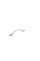 Poignée de meuble moderne classique en nickel brossé, extrémité plate courbée, en zinc, 76 mm, pour tiroir de cuisine, fabrication OEM, haute qualité