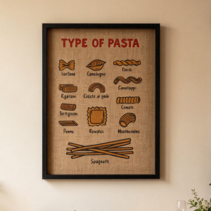 Tableau mural rétro sur toile à thème alimentaire, texture toile de jute vintage, impression type pâtes, encadré pour cuisine, salle à manger, décoration intérieure - Product Image 6
