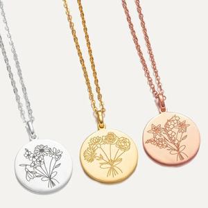 Ispirare gioielli compleanno <span class=keywords><strong>fiore</strong></span> in acciaio inox Bouquet collana di fiori <span class=keywords><strong>nome</strong></span> inciso o piatto fidanzamento indossare gioielli per le ragazze - Product Image 2