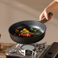 Set Panci Wok Modern Outdoor 15 Buah dengan Cetakan Logo Kustom, Warna Hitam Cokelat Tua Kayu, Panci Susu Bakelite Marmer, Produk Terbaru