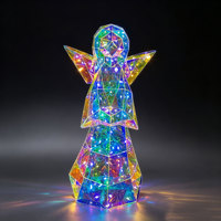 Figura Decorativa de Ángel Navideño LED Hecha a Mano, Luz de Ángel Iridiscente con Conexión USB para Repisa de Chimenea, Centro de Mesa, Ventana Navideña