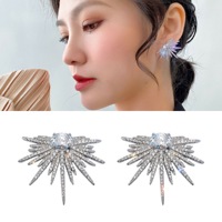Boucles d'oreilles tendance en cuivre pour femme, motif ailes de diamant exagérées et étoiles étincelantes
