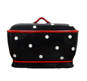 custom shaped kitchen porcelain baking bread storage box Ceramic black bread bin set food storage boxes