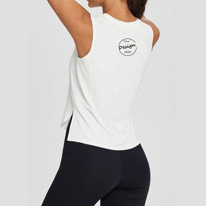 Camisetas sin mangas cortas ligeras de secado rápido con cuello redondo gris de alta calidad personalizadas para mujer - Product Image 6