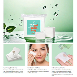 Cottonwhisper Factory Direct, tampons démaquillants carrés jetables écologiques 100% coton, 5x6cm, 3 couches - Product Image 2