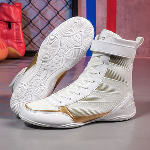 Chaussures de lutte et de boxe pour hommes, dessus en cuir véritable, semelle extérieure en caoutchouc, doublure en mesh pour la musculation et le kickboxing - Product Image 3