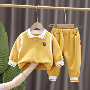 2025 bébé garçon nouveau à la mode vêtements pour bébés élégant à manches longues automne <span class=keywords><strong>sweat</strong></span> ensemble décontracté bouton printemps à la mode dessin animé - Product Image 2