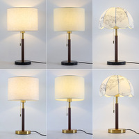 Nueva Lámpara de Mesa LED de Estilo Americano Vintage Creativa, con Tela y Metal, Luz Cálida, para Dormitorio, Sala de Estar, Decoración de Hotel
