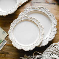Französisches Barock-Vintage Keramik-Tellerset Mikrowellengeeignet Unterglasur Luxus-Geschirr für Restaurant Catering Zuhause