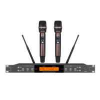 Microphone sans fil professionnel pour karaoké EIF HC-1000 rechargeable UHF double canal, portable/à porter sur la tête/à clipser, pour chanter au karaoké