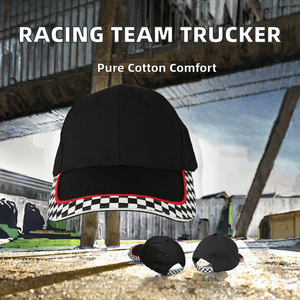 Gorra Trucker de 6 Paneles Ajustable con Estampado de Personajes por Sublimación para Equipo de Carreras, 100% Algodón, Negra, Unisex, Moda de Verano, Metal - Product Image 2