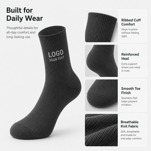 Men's Cotton Crew <b>Socks</b> Breathable Sweat Absorb Antibacterial Solid Color Business Casual <b>Socks</b> Sports <b>Running</b> Grip <b>Socks</b> Bulk - Product Image 2