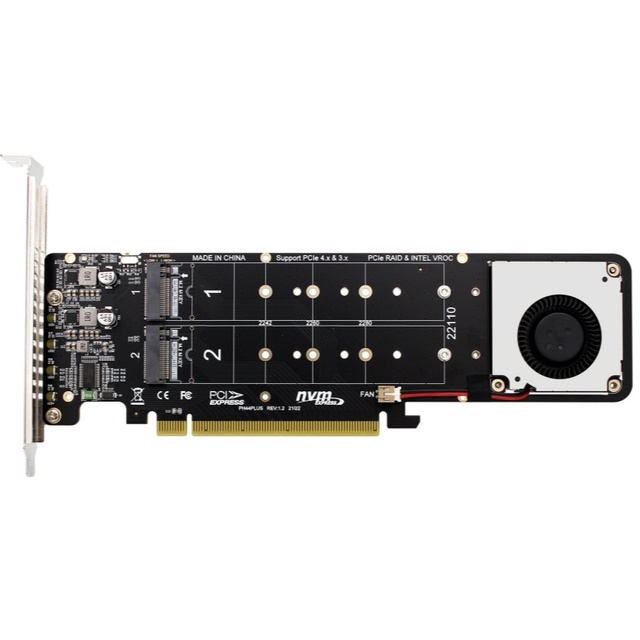 Desktop PC PCIeX16 to M.2 M-key NVMEx4SSD RAID Array Expansion Adapter Split Card, Support 2U Server