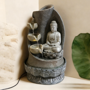 禅瞑想カスケード仏像滝噴水 室内卓上噴水 LEDライト付き - Product Image 4