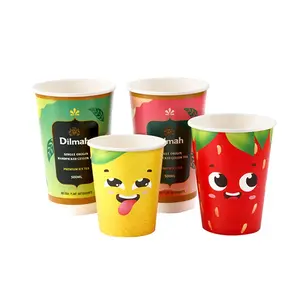 Fabricantes de vasos de papel de 3oz-22oz, taza de papel personalizada de plástico para llevar café, con mangas y tapas