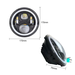 7 Inch Ronde Led Koplamp Hi-<span class=keywords><strong>Lo</strong></span> Straal 60W Halo Ring Amber Engel Oog Voor Jeep Harley Touring Electra Street Glide Yamaha - Product Image 2