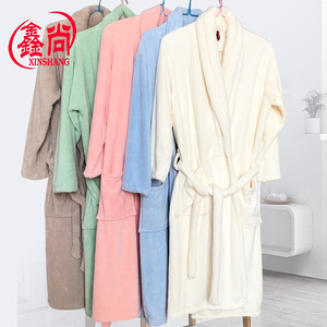 Albornoz de Felpa Coral Xinshang para Adultos, Unisex, Invierno, Suave, Grueso, Talla Única - Product Image 1