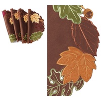 Pivots de remerciement en feuille d'érable, vente en gros, tissu brodé, garniture en lin, encensoir, napperons ronds pour Table à manger
