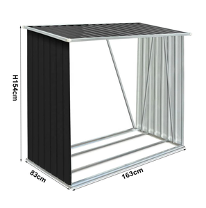 Cobertizo <span class=keywords><strong>para</strong></span> Leña <span class=keywords><strong>de</strong></span> Acero Galvanizado Resistente a la Intemperie, Fácil <span class=keywords><strong>de</strong></span> Montar, Diseño Moderno, Base Incluida, Soporte <span class=keywords><strong>para</strong></span> Leña <span class=keywords><strong>para</strong></span> Exteriores - Product Image 5