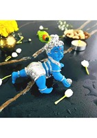 Statue décorative de Krishna, idole religieuse hindoue Laddu Gopal Murti, plaquée argent et or 24 carats, pour Diwali, mariage et décoration intérieure