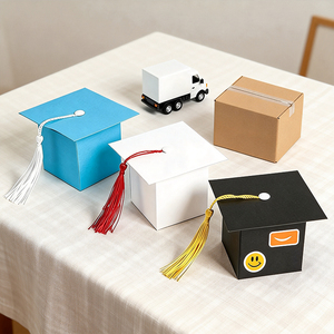 Scatole Regalo per Caramelle a Forma di Cappello da Dottore Nero con Logo Personalizzato, Confezioni in Cartone Rigido - Product Image 3