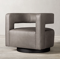 Chaise en velours gris de luxe style américain Rhohohill mobilier de salon canapé simple chaise longue pivotante fauteuil rond en bois massif