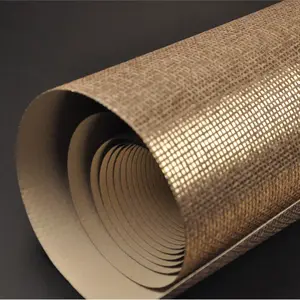 MY WIND Special Copper Gold Metal with Brown Paper weave wallpaper