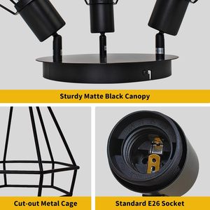 Luminaire de plafond à 4 lampes <span class=keywords><strong>Noir</strong></span> <span class=keywords><strong>mat</strong></span> Base E26 Farmhouse Track Light Kit Wall Lamp Spotlight - Product Image 3