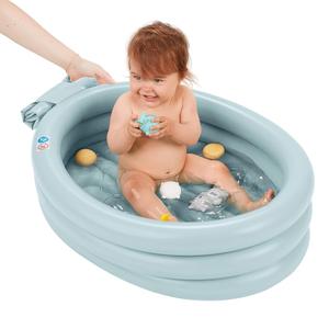 อ่างอาบน้ำเด็กแบบพองลม, สระว่ายน้ำเด็กแรกเกิดแบบพับได้พร้อมที่รองรับ, อ่างอาบน้ำเด็กแบบพกพาสำหรับเด็กวัยหัดเดิน - Product Image 6