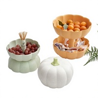 Plateau à fruits minimaliste double couche en forme de citrouille, amovible, avec couvercle, pour collations et bonbons, récipient alimentaire en plastique pour salon et fêtes
