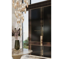 Porte d'entrée extérieure de sécurité de conception italienne de luxe, porte d'entrée moderne noire double en aluminium