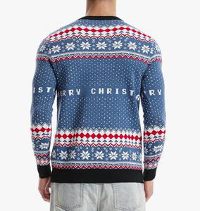 Pull de Noël moche pour <span class=keywords><strong>homme</strong></span> 100 % coton tricoté, personnalisé avec motif Père Noël et flocon de neige, à manches longues, pour fêtes de fin d'année, fabrication OEM - Product Image 2