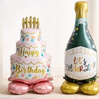 Ballon en aluminium 3D en forme d'ours de dessin animé pour bouteille de vin, idéal pour gâteau d'anniversaire, pour fêtes d'enfants et d'adultes, vente en gros
