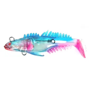 टेकडो मछली पकड़ने SL-L75S 75mmm17g t-आकार की पूंछ 3 डी आंखें नरम मछली शरीर मस्की कृमि का नेतृत्व नरम लुर बास सुंदर रंग