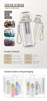 Botol Filter Air Tritan 500ml, Botol Filter Air Alkali Ganda, Bebas BPA, Botol Filter Air Portabel, OEM/ODM