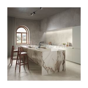 Elegant Veined Marble Central <b>Island</b> Modern Home Kitchen Furniture Counter <b>Table</b> - Product Image 5